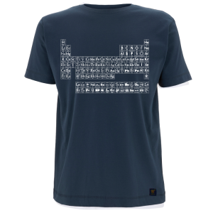 Mens T shirt - Typographic Periodic Table - Denim Blue
