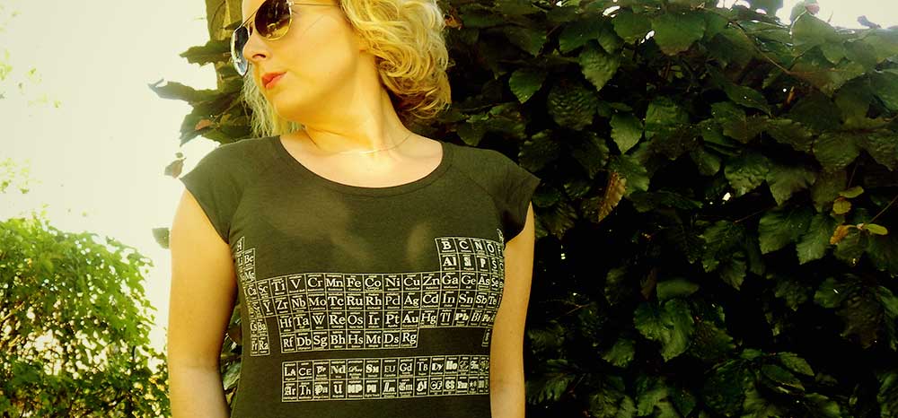 Womens T shirt - Typographic Periodic Table - Charcoal Grey