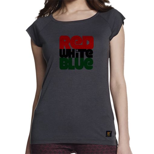 Women's T shirt - Red white blue - grey
