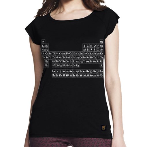 Typographic Periodic Table women's black T shirt