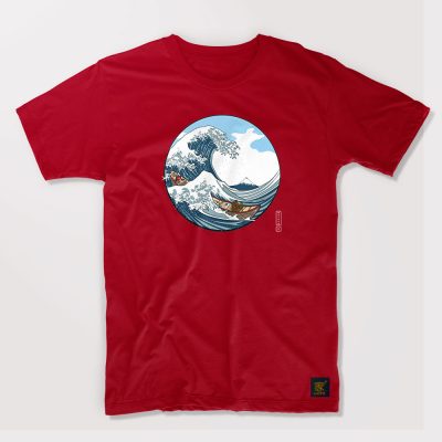 The Great Wave off Kanagawa dark red T shirt
