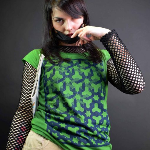 Womens Green T shirt - Hexagon Space