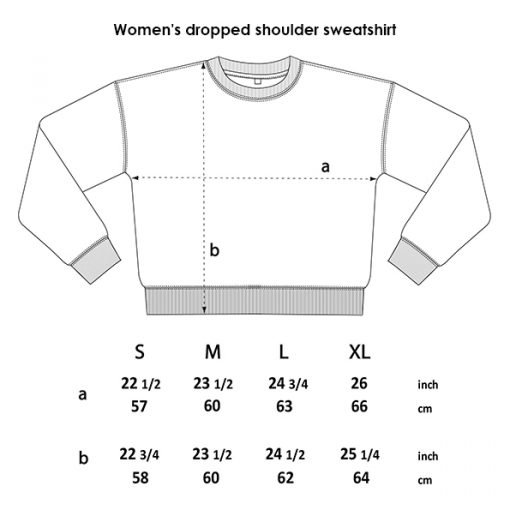 Women's drop shoulder sweatshirt size guide