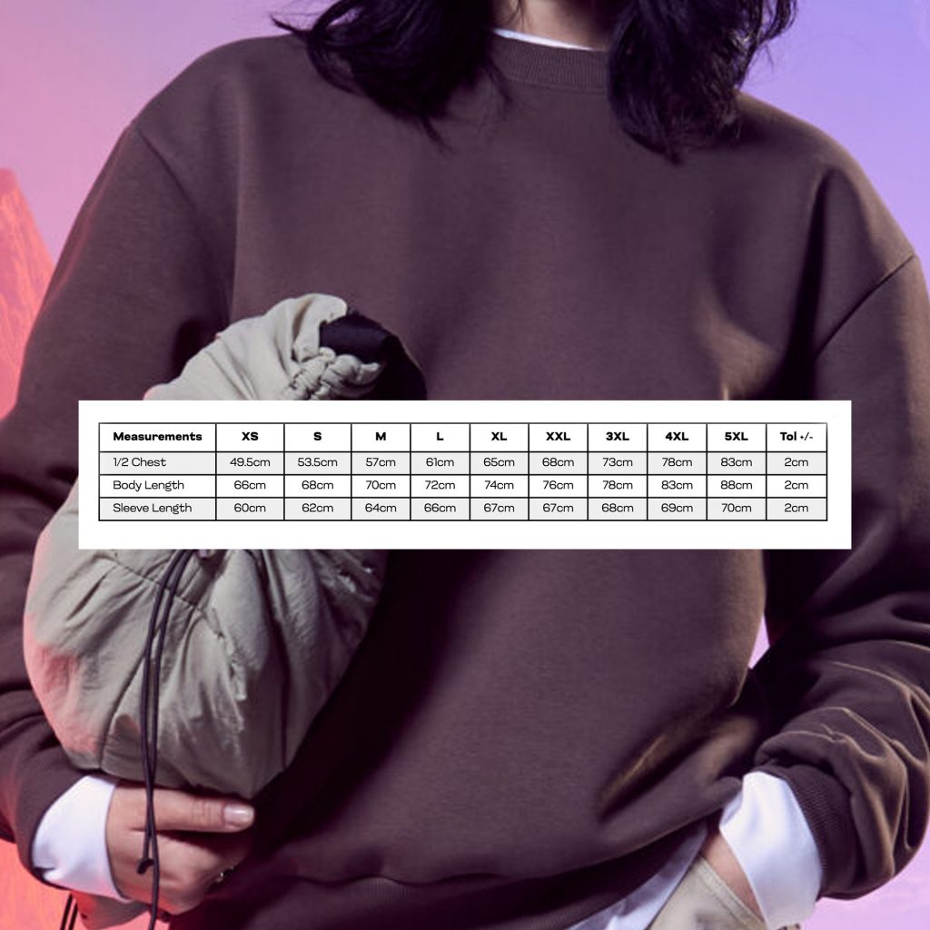Heavy sweatshirt sizes